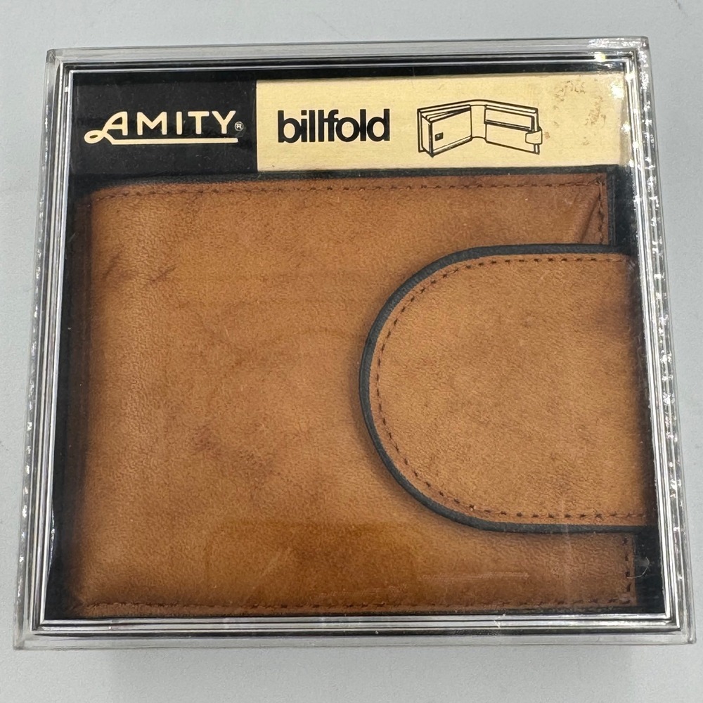 Amity Billfold Wallet‎ Brown Cowhide Leather Vintage Snap NEW